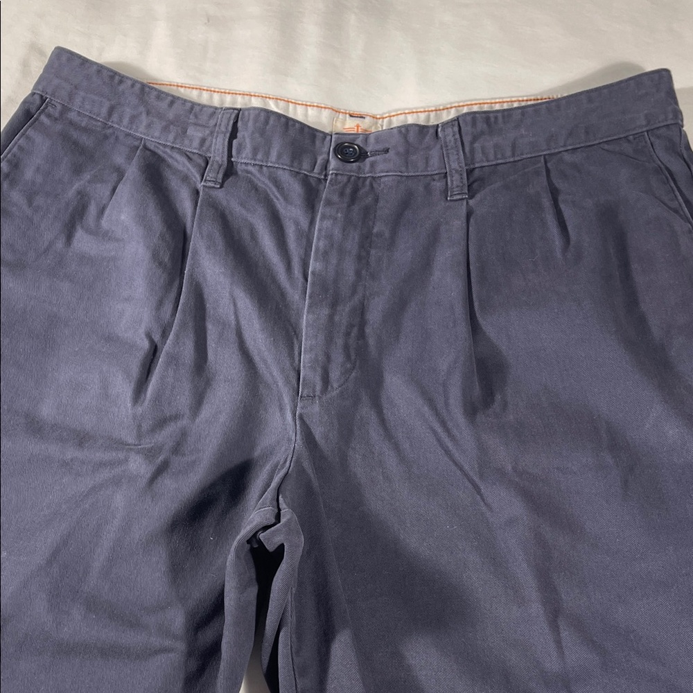 Dockers mens navy blue classic double pleated 10" inseam chino shorts - size 36